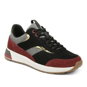 Vionic Nova Women Athletic Sneaker Shoes 7.5 Black Multi Suede Leather Arch Supp